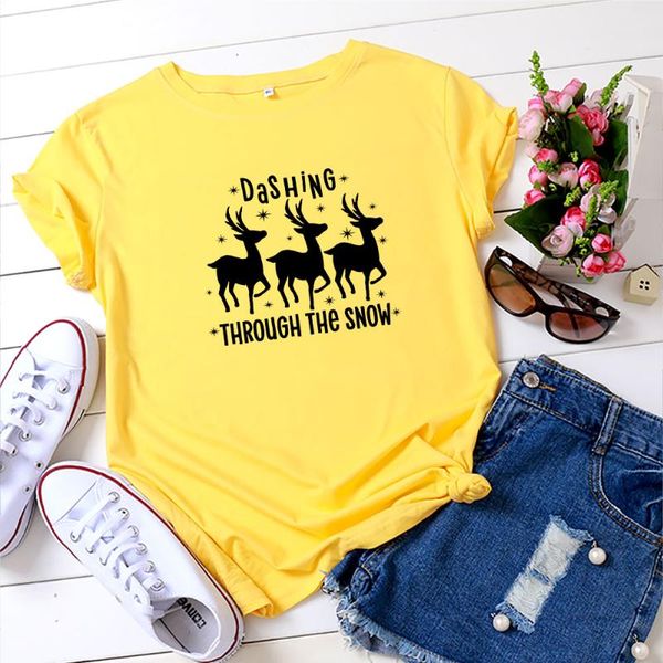 women's t-shirt summer multicolor clothes christmas deer print oversized o-neck short sleeve women, White
women's t-shirt summer multicolor clothes christmas deer print oversized o-neck short sleeve women, White