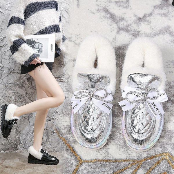 boots snow 2021 winter rhinestone bow flat-bottomed fashion korean version cover foot students maomao cotton shoes, Black 
boots snow 2021 winter rhinestone bow flat-bottomed fashion korean version cover foot students maomao cotton shoes, Black