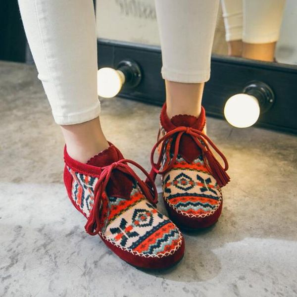 fringe women boots vintage print ankle autumn flat casual winter shoes woman, Black
fringe women boots vintage print ankle autumn flat casual winter shoes woman, Black