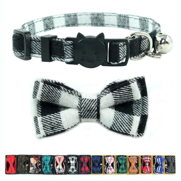 cat collars & leads xpangle black&white plaid collar breakaway with bells bow tie quick release for kitten puppy accessories 17-28cm
cat collars & leads xpangle black&white plaid collar breakaway with bells bow tie quick release for kitten puppy accessories 17-28cm