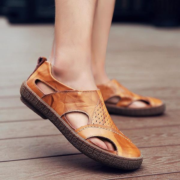 sandals sandal men summer genuine leather handamde sewing hollow outdoor shoes soft bottom slippers, Black
sandals sandal men summer genuine leather handamde sewing hollow outdoor shoes soft bottom slippers, Black