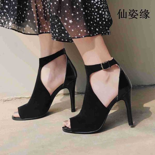 sandals women's high heels sho fish mouth color matching hollow out fashion nail buckle sandals women, Black
sandals women's high heels sho fish mouth color matching hollow out fashion nail buckle sandals women, Black
