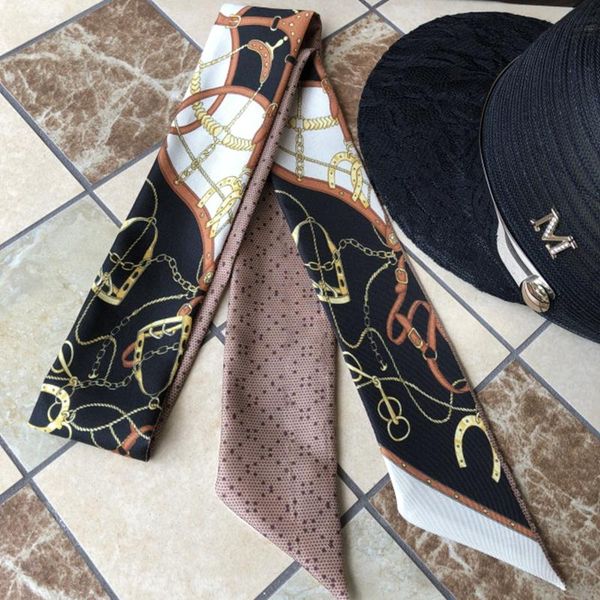scarves chain print 100% silk ribbon neckerchief narrow long scarf wraps women head hair bag scarfs, Blue;gray
scarves chain print 100% silk ribbon neckerchief narrow long scarf wraps women head hair bag scarfs, Blue;gray
