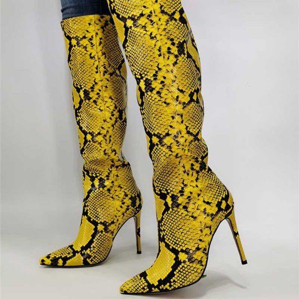 boots special design yellow snake skin summer women high over knee pointed toe fashion, Black
boots special design yellow snake skin summer women high over knee pointed toe fashion, Black