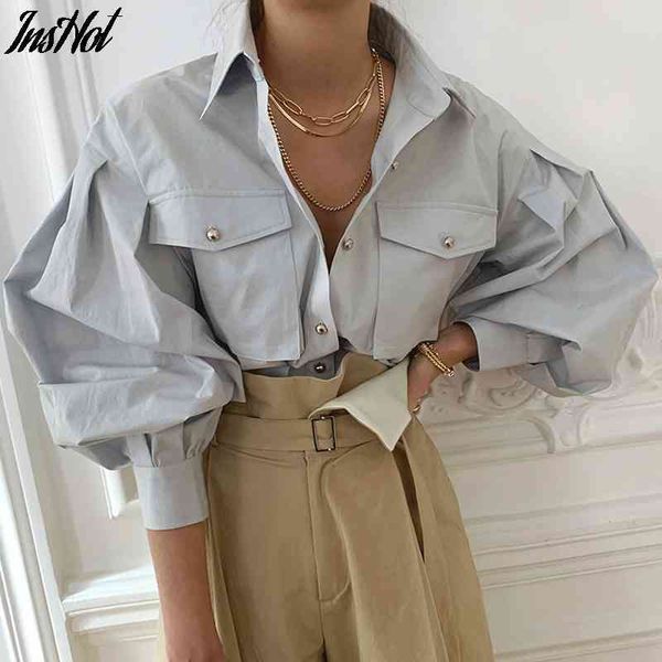 chic elegant loose single-breasted shirts for women autumn fashion full sleeve pockets female blouse 210514, White
chic elegant loose single-breasted shirts for women autumn fashion full sleeve pockets female blouse 210514, White