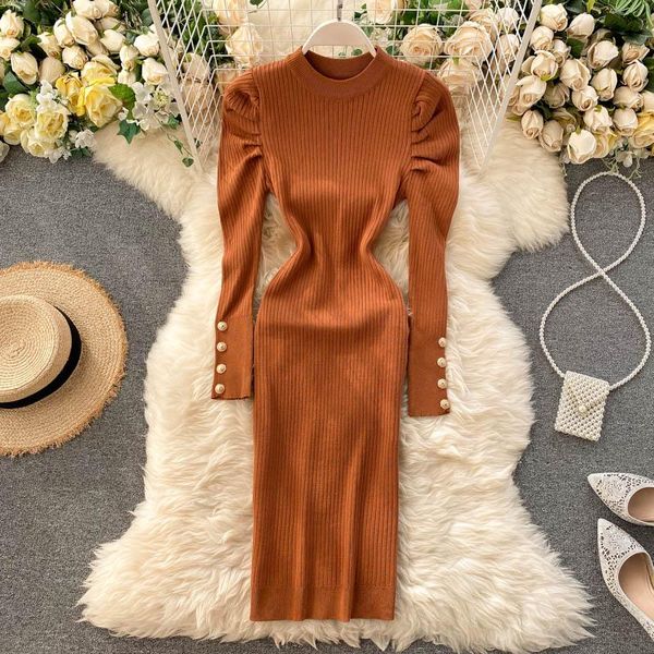 casual dresses teeuiear 2021 vintage button slim autumn bodycon knitted sweater short dress winter party puff sleeve women elastic, Black;gray
casual dresses teeuiear 2021 vintage button slim autumn bodycon knitted sweater short dress winter party puff sleeve women elastic, Black;gray