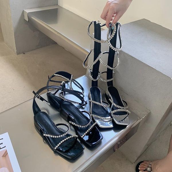 boots fashion women sandals knee rhinestone slides back zipper crystal flat heeled elegant summer high shoes woman 39, Black
boots fashion women sandals knee rhinestone slides back zipper crystal flat heeled elegant summer high shoes woman 39, Black