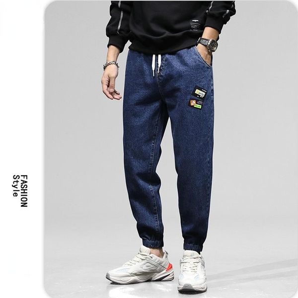 men's jeans fall 2021 men loose casual korean style fashion trend tied trousers print straight leg drawstring, Blue
men's jeans fall 2021 men loose casual korean style fashion trend tied trousers print straight leg drawstring, Blue