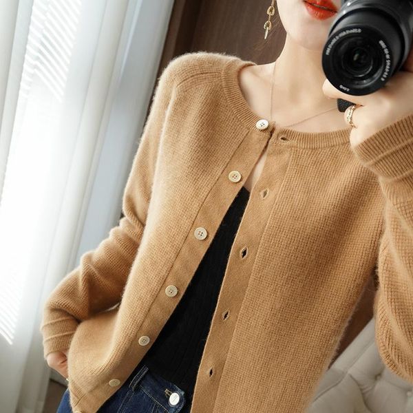 women's knits & tees sweater woman o-neck cardigan wool coat knit 100% pure 2021 spring and autumn loose short outer wear, White
women's knits & tees sweater woman o-neck cardigan wool coat knit 100% pure 2021 spring and autumn loose short outer wear, White
