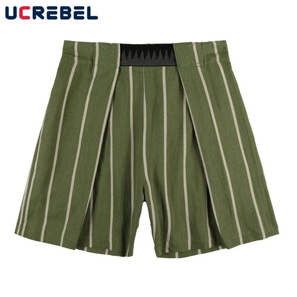 men's shorts vertical stripes fold pleated mens summer casual wide striped half pants streetwear loose knee-length men, White;black
men's shorts vertical stripes fold pleated mens summer casual wide striped half pants streetwear loose knee-length men, White;black