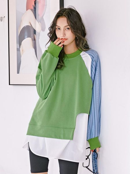 women's hoodies & sweatshirts xuxi 2021 women hoodie early spring fashion casual stitching round neck loose sweatshirt fz1233, Black
women's hoodies & sweatshirts xuxi 2021 women hoodie early spring fashion casual stitching round neck loose sweatshirt fz1233, Black