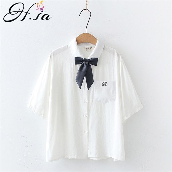 hsa summer blouse and turn down collar short sleeve bow tie casual white blusa streetwear korean fashion shirts women 210417
hsa summer blouse and turn down collar short sleeve bow tie casual white blusa streetwear korean fashion shirts women 210417
