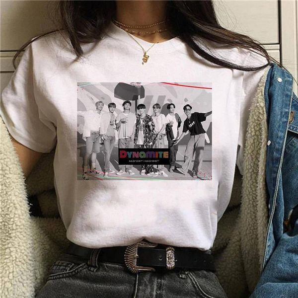 k pop album dynamite print women t shirts kpop korean style short sleeve cute casual hip hop top, White
k pop album dynamite print women t shirts kpop korean style short sleeve cute casual hip hop top, White