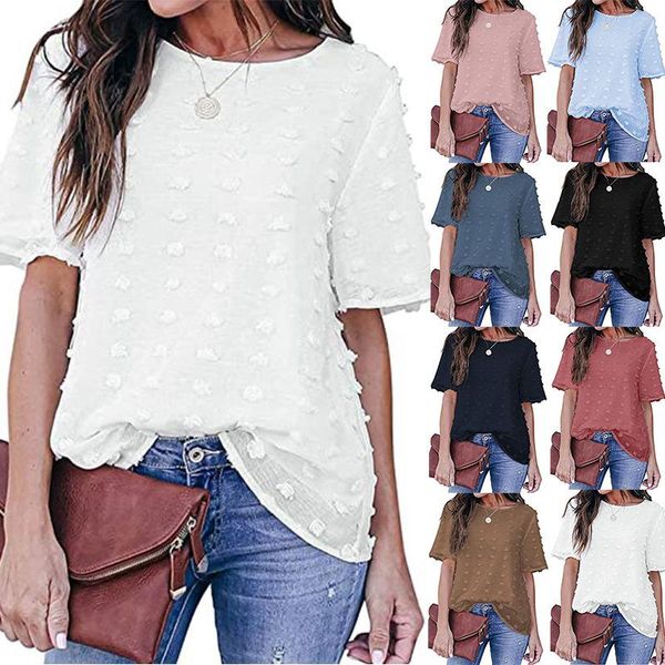 women's blouses & shirts 2021 summer ladies chiffon jacquard wool ball double short-sleeved fashion top, White
women's blouses & shirts 2021 summer ladies chiffon jacquard wool ball double short-sleeved fashion top, White