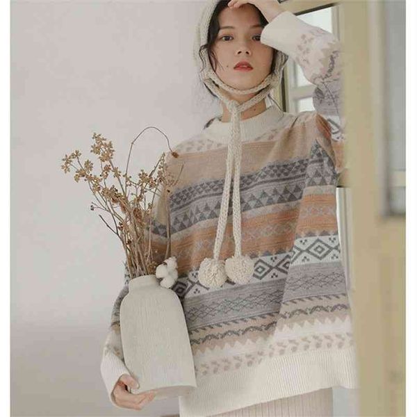 college style retro japanese sweater women spring and autumn loose outer wear lazy pullover base coat 210427, White;black
college style retro japanese sweater women spring and autumn loose outer wear lazy pullover base coat 210427, White;black