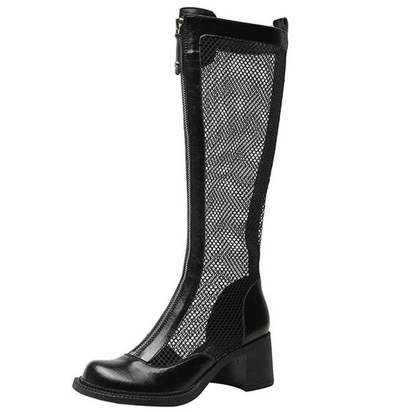 genuine leather women summer boots zipper round toe chunky high heels shoes woman vintage working party knee, Black
genuine leather women summer boots zipper round toe chunky high heels shoes woman vintage working party knee, Black