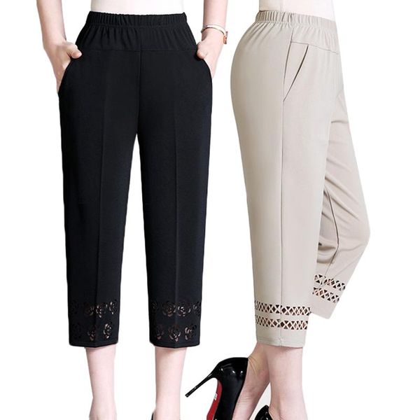 women's pants & capris summer women thin cropped elastic high waist straight hollow loose plus size 5xl middle-aged female casual, Black;white
women's pants & capris summer women thin cropped elastic high waist straight hollow loose plus size 5xl middle-aged female casual, Black;white