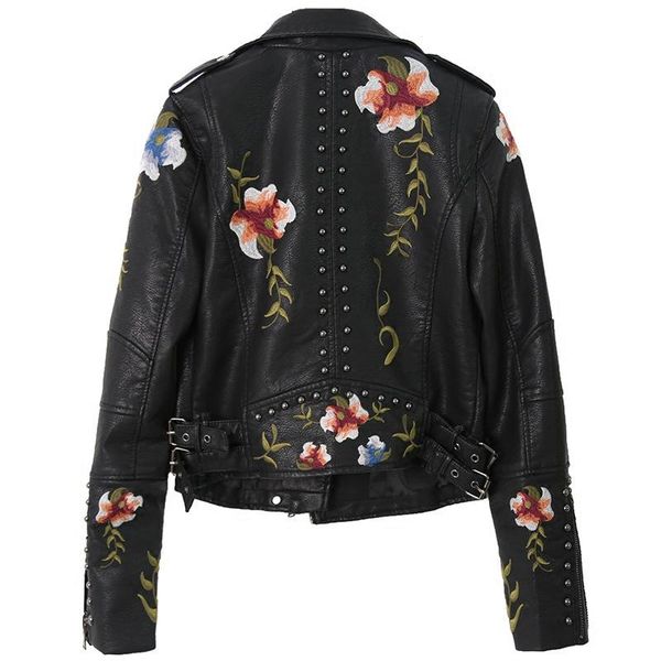 women's leather & faux floral print embroidery soft jacket women pu motorcycle coat female black punk zipper rivet outerwear
women's leather & faux floral print embroidery soft jacket women pu motorcycle coat female black punk zipper rivet outerwear