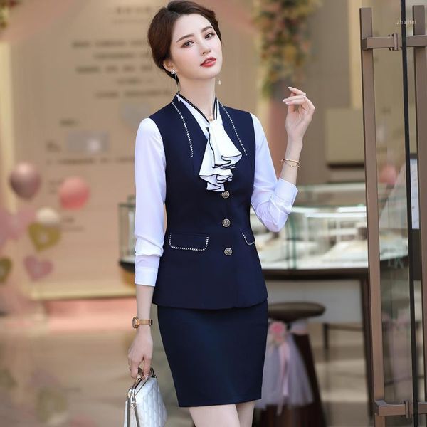 two piece dress fashion elegant blue formal women business suits with and skirt set ladies office vest coat & waistcoat work wear, White
two piece dress fashion elegant blue formal women business suits with and skirt set ladies office vest coat & waistcoat work wear, White
