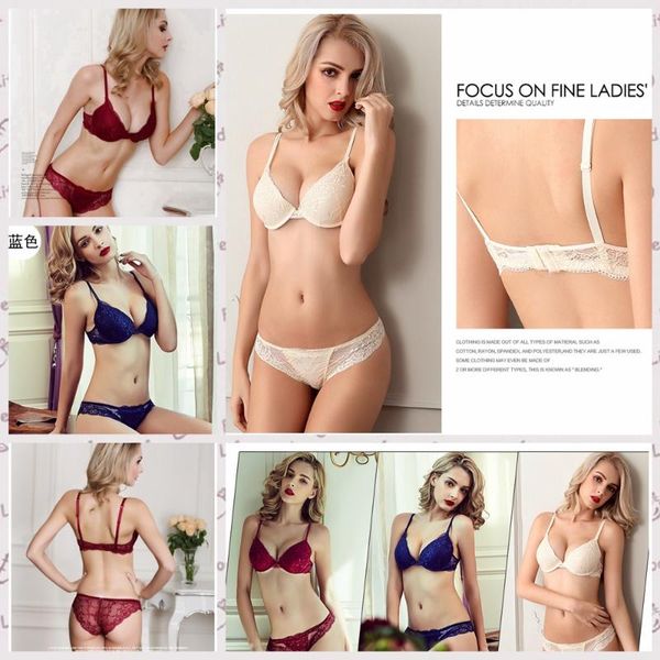 bras sets women lace deep v lingerie push-up thick padded bra & panty gather show slim brassiere underwire embroidery, Red;black
bras sets women lace deep v lingerie push-up thick padded bra & panty gather show slim brassiere underwire embroidery, Red;black