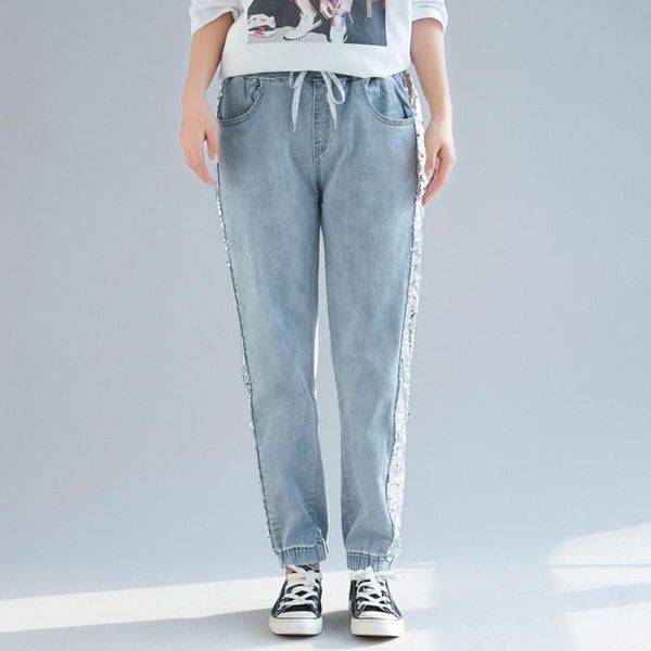spring summer 2021 women sequined beam feet pants plus size harem jeans elastic waist female loose casual women's, Blue
spring summer 2021 women sequined beam feet pants plus size harem jeans elastic waist female loose casual women's, Blue