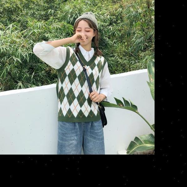 sleeveless pullover england style womens sweater vintage geometric rhombic v neck knitted vest knitwear waistcoat blue t441, White;black
sleeveless pullover england style womens sweater vintage geometric rhombic v neck knitted vest knitwear waistcoat blue t441, White;black