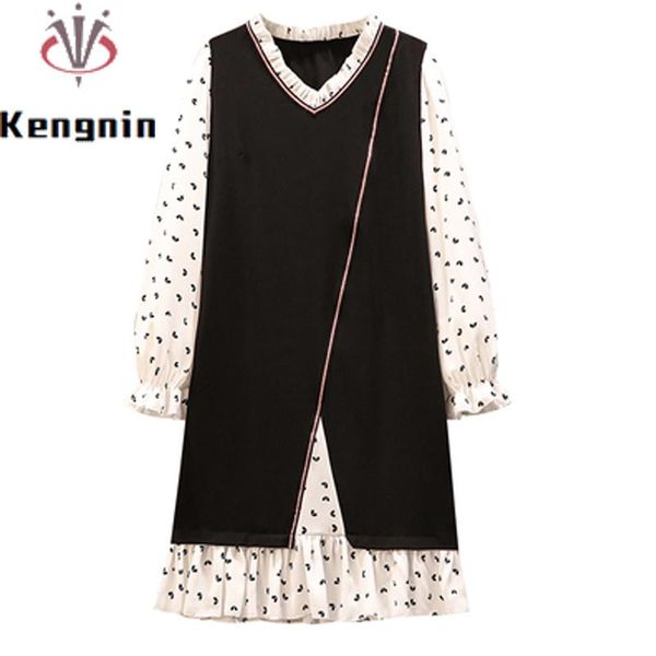 casual dresses loose fake two piece women's tunic 2021 autumn winter female robe dress patchwork print ladies vestidos ke1872, Black;gray
casual dresses loose fake two piece women's tunic 2021 autumn winter female robe dress patchwork print ladies vestidos ke1872, Black;gray