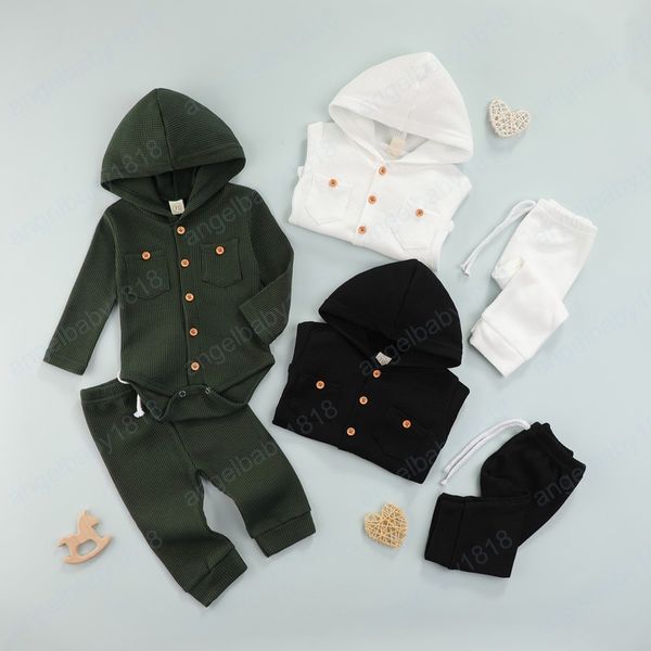 2pcs fashion baby clothes set fall winter solid color waffle long sleeve hooded romper and tie-up trousers for kids girls boys, White
2pcs fashion baby clothes set fall winter solid color waffle long sleeve hooded romper and tie-up trousers for kids girls boys, White