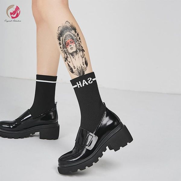 boots original intention sock black woman genuine leather stylish casual commuting shoes chunky heels
boots original intention sock black woman genuine leather stylish casual commuting shoes chunky heels