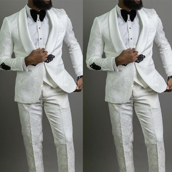 white ivory foral pattern groom wedding tuxedos unique mens party prom pants suits coat vest business wear outfit 3 pieces, Black;gray
white ivory foral pattern groom wedding tuxedos unique mens party prom pants suits coat vest business wear outfit 3 pieces, Black;gray