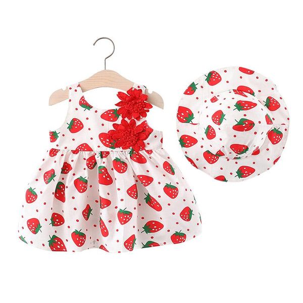 summer dress hat set strawberry flower baby girl clothes cute sleeveless princess for girls children's clothing 9-24m girl's dress, Red;yellow
summer dress hat set strawberry flower baby girl clothes cute sleeveless princess for girls children's clothing 9-24m girl's dress, Red;yellow