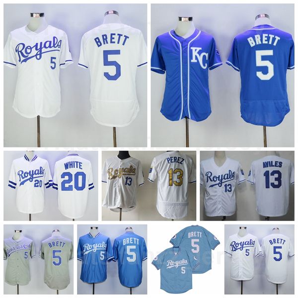 men retro baseball 20 frank white jersey 13 mike aviles 5 george brett blue grey all stitched retire team color cooperstown flexbase cool ba, Blue;black
men retro baseball 20 frank white jersey 13 mike aviles 5 george brett blue grey all stitched retire team color cooperstown flexbase cool ba, Blue;black