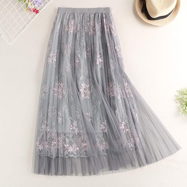 skirts high waist a line tulle skirt floral embroidery sweet long pleated women chic tutu saias female pink grey apricot, Black
skirts high waist a line tulle skirt floral embroidery sweet long pleated women chic tutu saias female pink grey apricot, Black