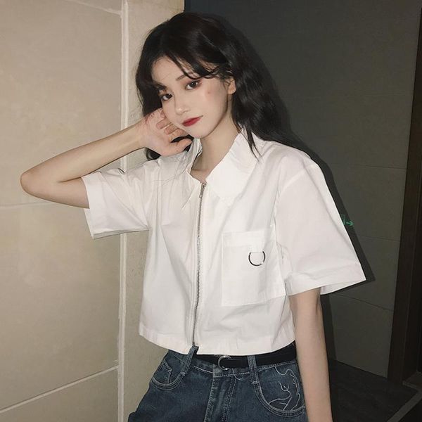 women's t-shirt short sleeve shirt summer elegant style design sense minority students cardigan top, White
women's t-shirt short sleeve shirt summer elegant style design sense minority students cardigan top, White