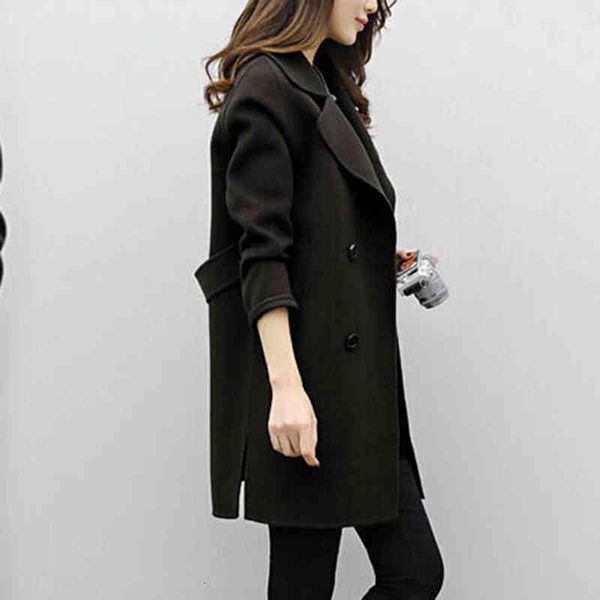 women's wool & blends shengpalae fashion solid color woolen coat spring 2022 lapel loose double breasted long sleeve thin overcoat fema, Black
women's wool & blends shengpalae fashion solid color woolen coat spring 2022 lapel loose double breasted long sleeve thin overcoat fema, Black