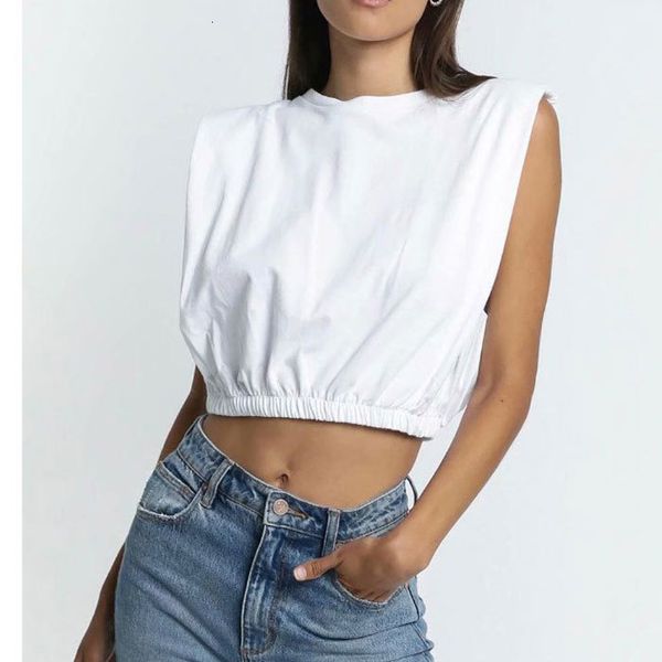 women's t-shirt summer cropped sleeveless t shirts solid color high waist o-neck white tees female streetwear xhau
women's t-shirt summer cropped sleeveless t shirts solid color high waist o-neck white tees female streetwear xhau