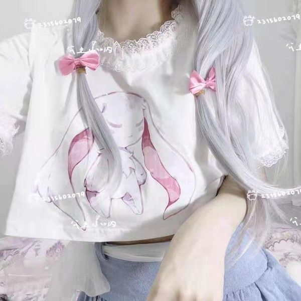 women's t-shirt qweek summer kawaii anime print for girls japanese streetwear style lace short sleeve cute white crop alt clothes
women's t-shirt qweek summer kawaii anime print for girls japanese streetwear style lace short sleeve cute white crop alt clothes