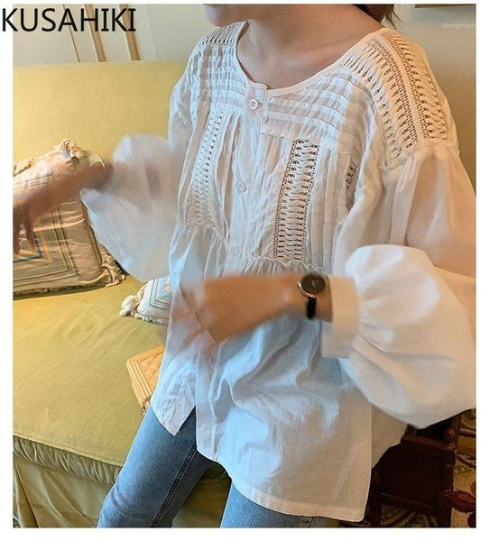 women's blouses & shirts kusahiki women 2021 korean causal doll shirt puff sleeve o-neck fashion sweet lace patchwork blusas 6f637, White
women's blouses & shirts kusahiki women 2021 korean causal doll shirt puff sleeve o-neck fashion sweet lace patchwork blusas 6f637, White