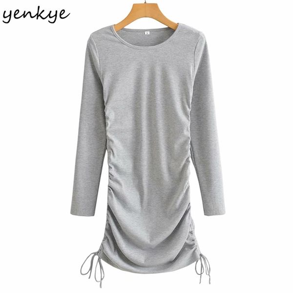 fashion women vintage solid color side drawstring knit dress o neck long sleeve draped bodycon mini winter vestido 210514, Black;gray
fashion women vintage solid color side drawstring knit dress o neck long sleeve draped bodycon mini winter vestido 210514, Black;gray