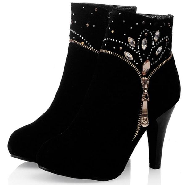 boots ribetrini elegant office women round toe winter ankle shoes zipper metal high heels casual daily, Black
boots ribetrini elegant office women round toe winter ankle shoes zipper metal high heels casual daily, Black