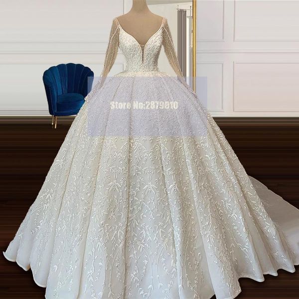 other wedding dresses gorgeous ivory mariage ball gown floor-length embroidery long sleeves beaded bridal dress train, White
other wedding dresses gorgeous ivory mariage ball gown floor-length embroidery long sleeves beaded bridal dress train, White