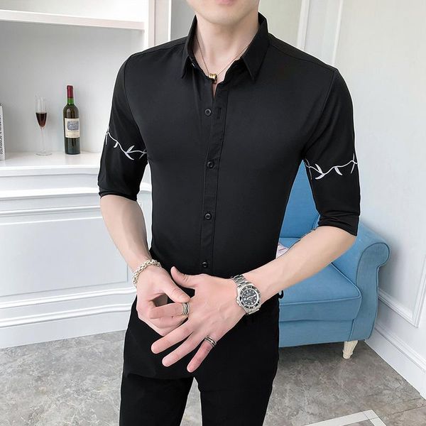 men's casual shirts autumn luxury social business men slim half-sleeve embroidery shirt brand party male dress, White;black
men's casual shirts autumn luxury social business men slim half-sleeve embroidery shirt brand party male dress, White;black