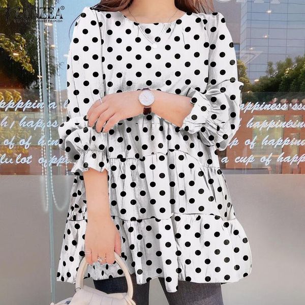 women's blouses & shirts 2021 autumn polka dot blouse zanzea fashion patchwork blusa women elegant ruffle pullover casual puff sleeve t, White
women's blouses & shirts 2021 autumn polka dot blouse zanzea fashion patchwork blusa women elegant ruffle pullover casual puff sleeve t, White