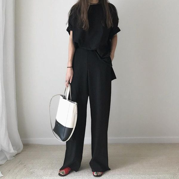women's two piece pants women casual o neck half sleeve t shirt + straight suit spring autumn office set simple solid cotton outfits, White
women's two piece pants women casual o neck half sleeve t shirt + straight suit spring autumn office set simple solid cotton outfits, White