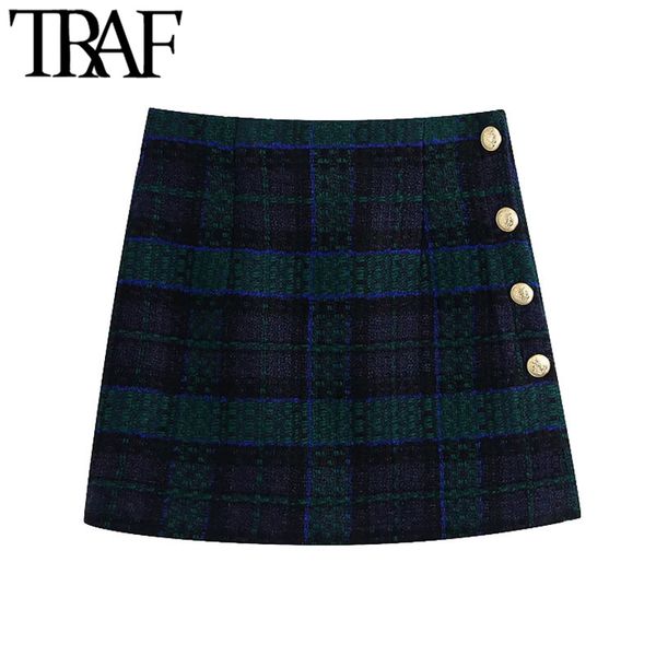 traf women chic fashion with buttons tweed mini skirt vintage high waist back zipper female skirts mujer 210415, Black
traf women chic fashion with buttons tweed mini skirt vintage high waist back zipper female skirts mujer 210415, Black