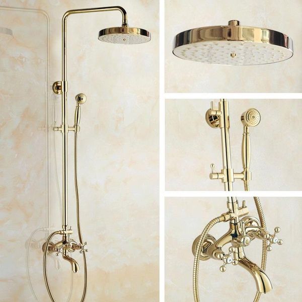 luxury gold color brass wall mounted rainfall bathroom rain shower faucet set double cross handles bath tub mixer tap agf445 sets
luxury gold color brass wall mounted rainfall bathroom rain shower faucet set double cross handles bath tub mixer tap agf445 sets