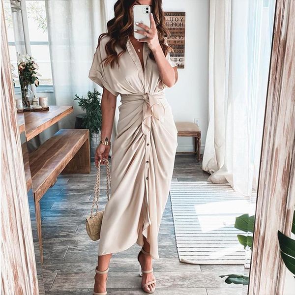 sashes summer short sleeve womens dress shirt with wrap belt long for casual button solid sundress, Black;gray
sashes summer short sleeve womens dress shirt with wrap belt long for casual button solid sundress, Black;gray