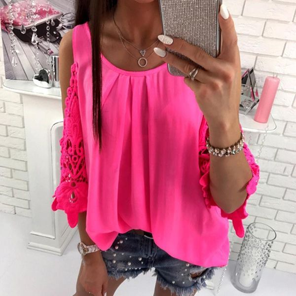 women's blouses & shirts 2021 spring summer lady hollow out blouse solid lace stitching o-neck half sleeve ws1360v, White
women's blouses & shirts 2021 spring summer lady hollow out blouse solid lace stitching o-neck half sleeve ws1360v, White