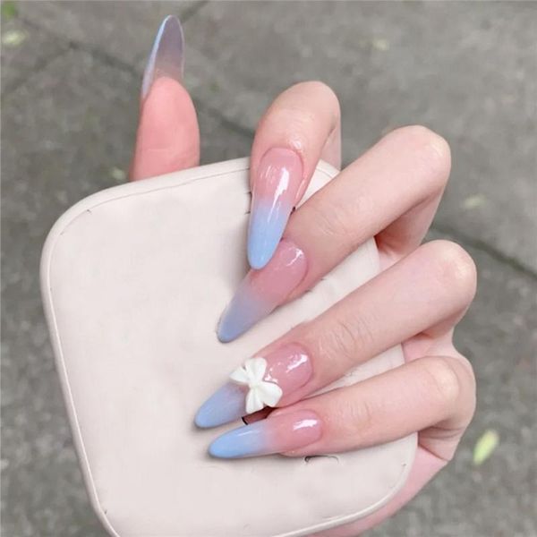 false nails 24 pcs/box blue gradient almond with bow design wearable manicure patches press on full cover nail tips, Red;gold
false nails 24 pcs/box blue gradient almond with bow design wearable manicure patches press on full cover nail tips, Red;gold