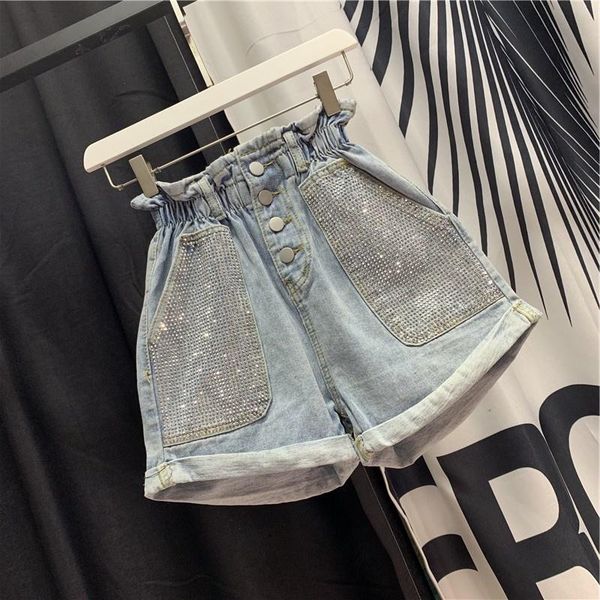 women's shorts summer womens diamonds srimping high waist denim fashion casual elastic big size streetwear female loose, White;black
women's shorts summer womens diamonds srimping high waist denim fashion casual elastic big size streetwear female loose, White;black